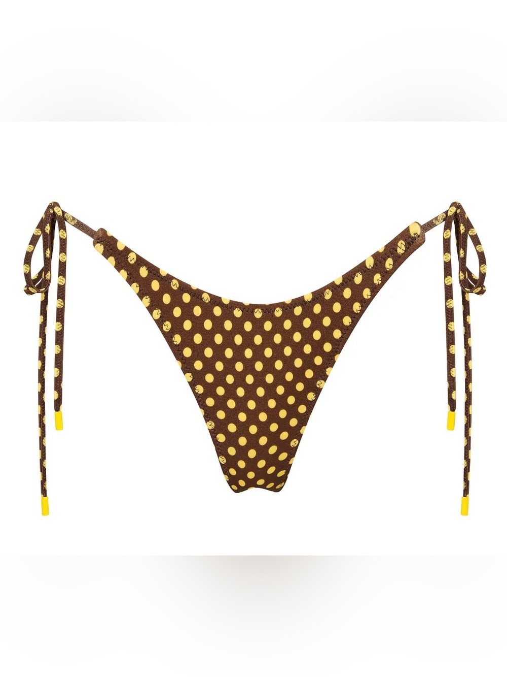 TRIANGL NWT Dara Cookie Cheeky Bikini Bottom Chocolate Yellow Polka Dots XS